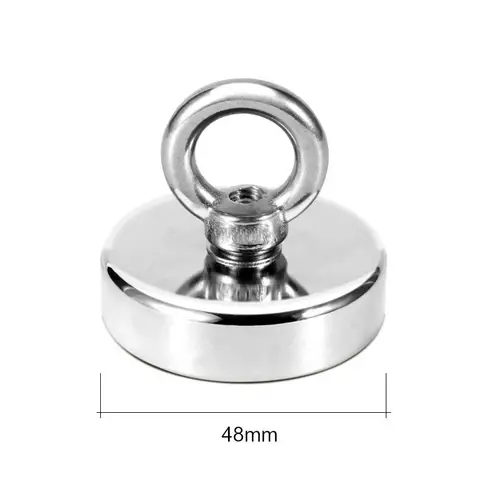 D16~D42mm Super Strong Neodymium Fishing Magnet N52 Heavy Duty Rare Earth Magnet with Countersunk Hole Eyebolt Salvage Magnetic