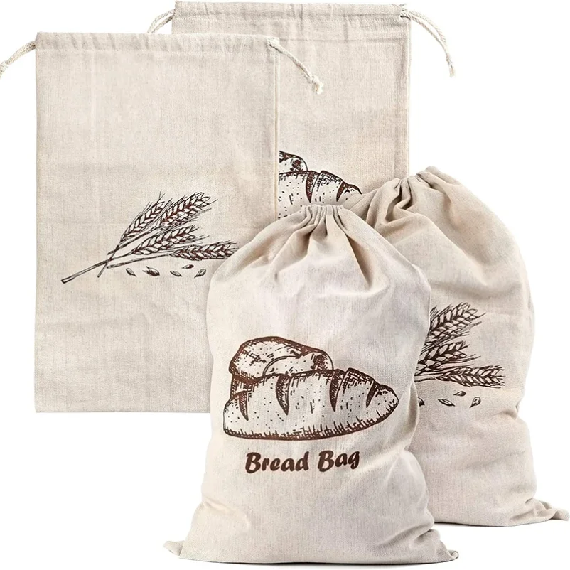 

Natural Linen Bread Bag Reusable Drawstring Bag For Loaf Artisan Bread Storage Bag Food Storage Bag Bread Storage Bag Bread Bag