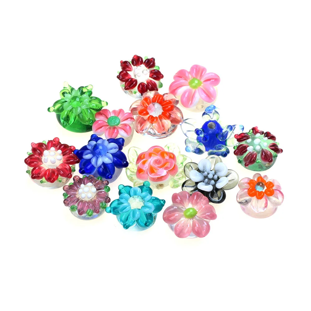 Limited Edition Styles Traditional Crafts Pure Handmade 17mm Flowers Lampwork Glass Beads For Charm Bracelets/Earring/Necklace