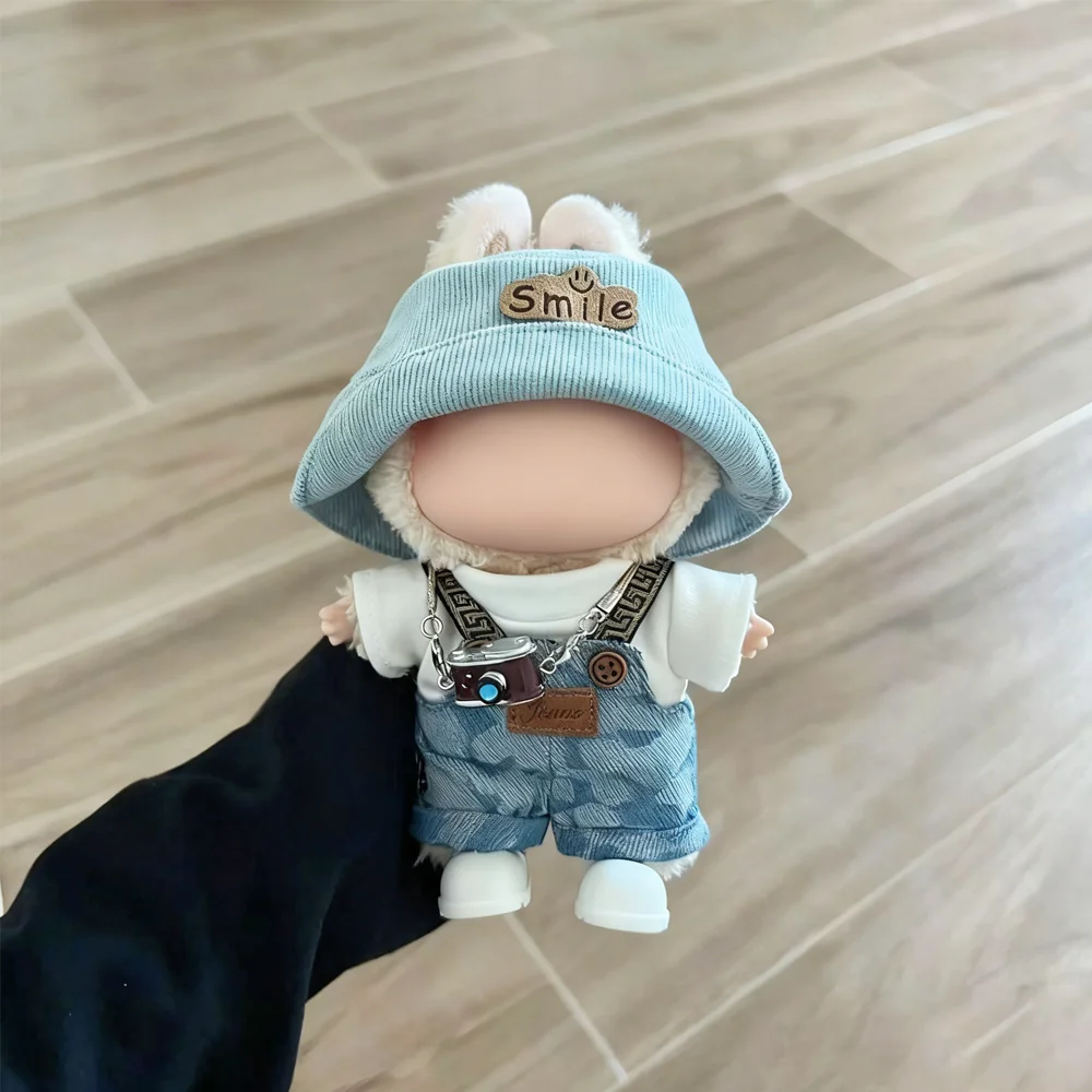 Vestiti per le bambole Vestito Tute da cowboy Set con accessorio per cappello per 17 cm Labubu V1V2V3 Giocattoli in cotone Decorazione Mini vestiti per bambole Festa