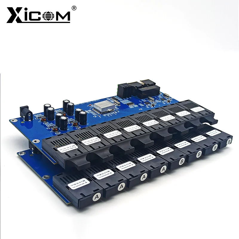Przełącznik światłowodowy Gigabit Ethernet Konwerter mediów 8 portów światłowodowych 2 porty światłowodowe RJ45 Transceiver optyczny 20KM SC Single Mode 100/1000M