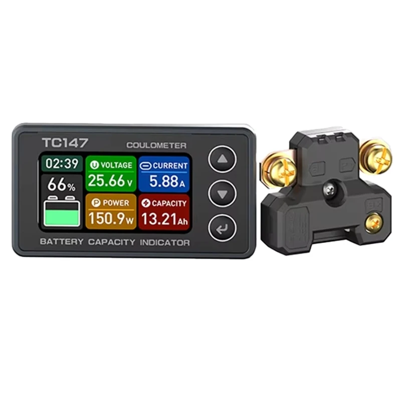 B62B TC147 High-Precision Color Screen Coulomb Meter Battery Voltage and Current Meter TC147-CS30 (0-30A), Lithium Battery