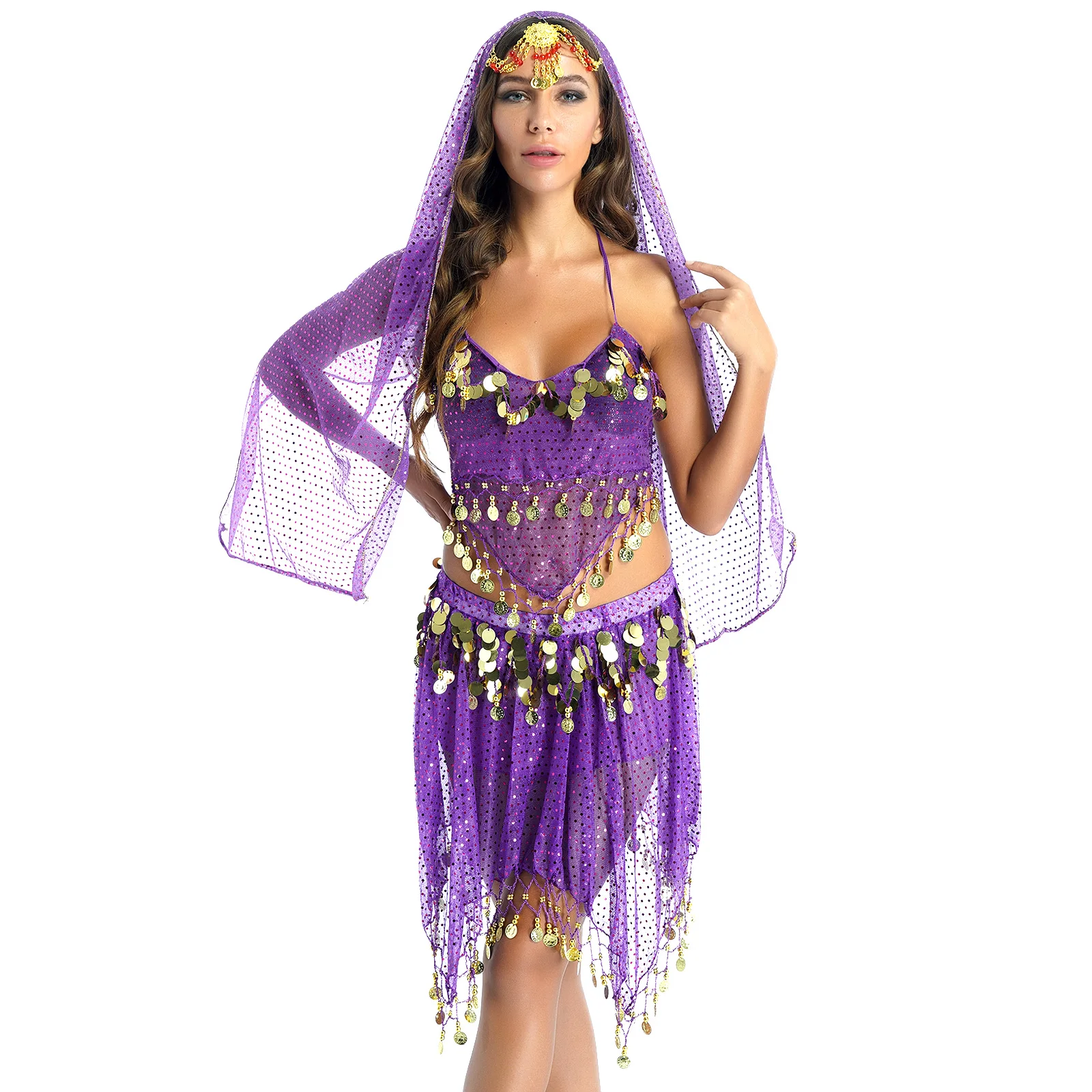 

Women 4pcs Set Belly Dance Costumes For Adult India Stage Gypsy Costumes Halloween Carnival Bellydance Egypt Belly Dancing Suit