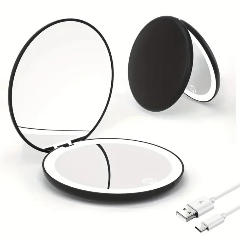 2X/5X Magnifying LED Makeup Mirror with Adjustable Brightness, USB Rechargeable, Compact Travel Design, Lighted Vanity Mirror wi