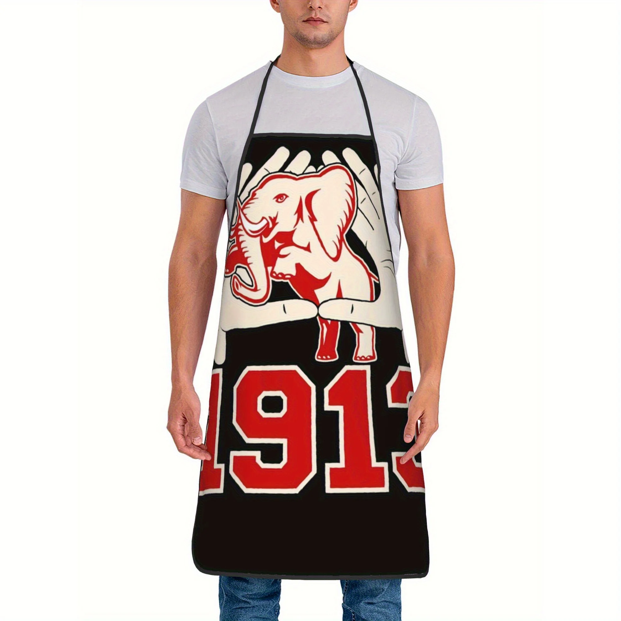 Retro Red Elephant Hand Sign 1913 All Over Print Waterproof Cooking Apron For Sorority Sister Backyard BBQ Home Kitchen