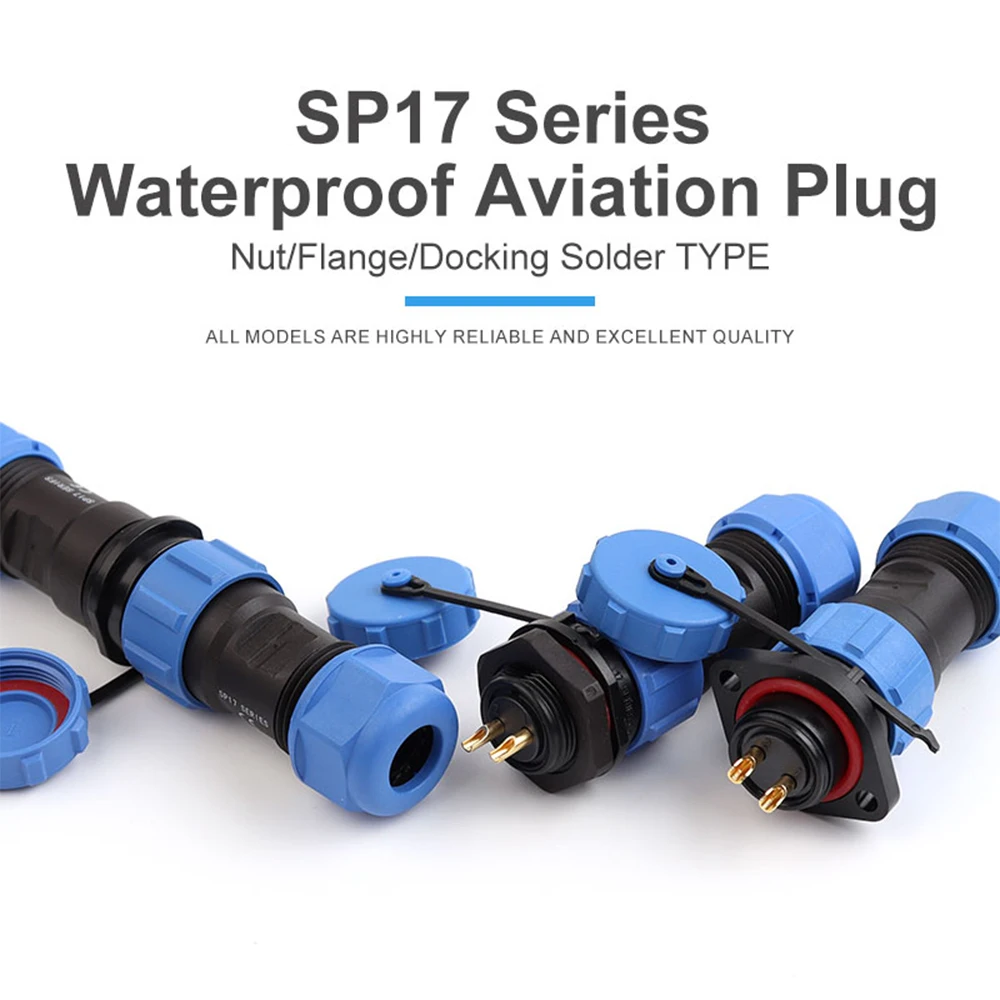 SP17 IP68 Waterproof Aviation Connector Male/Female Plug Socket 2/3/4/5/7/9/10 Pin Cable Wire Connectors Welding Panel Mount