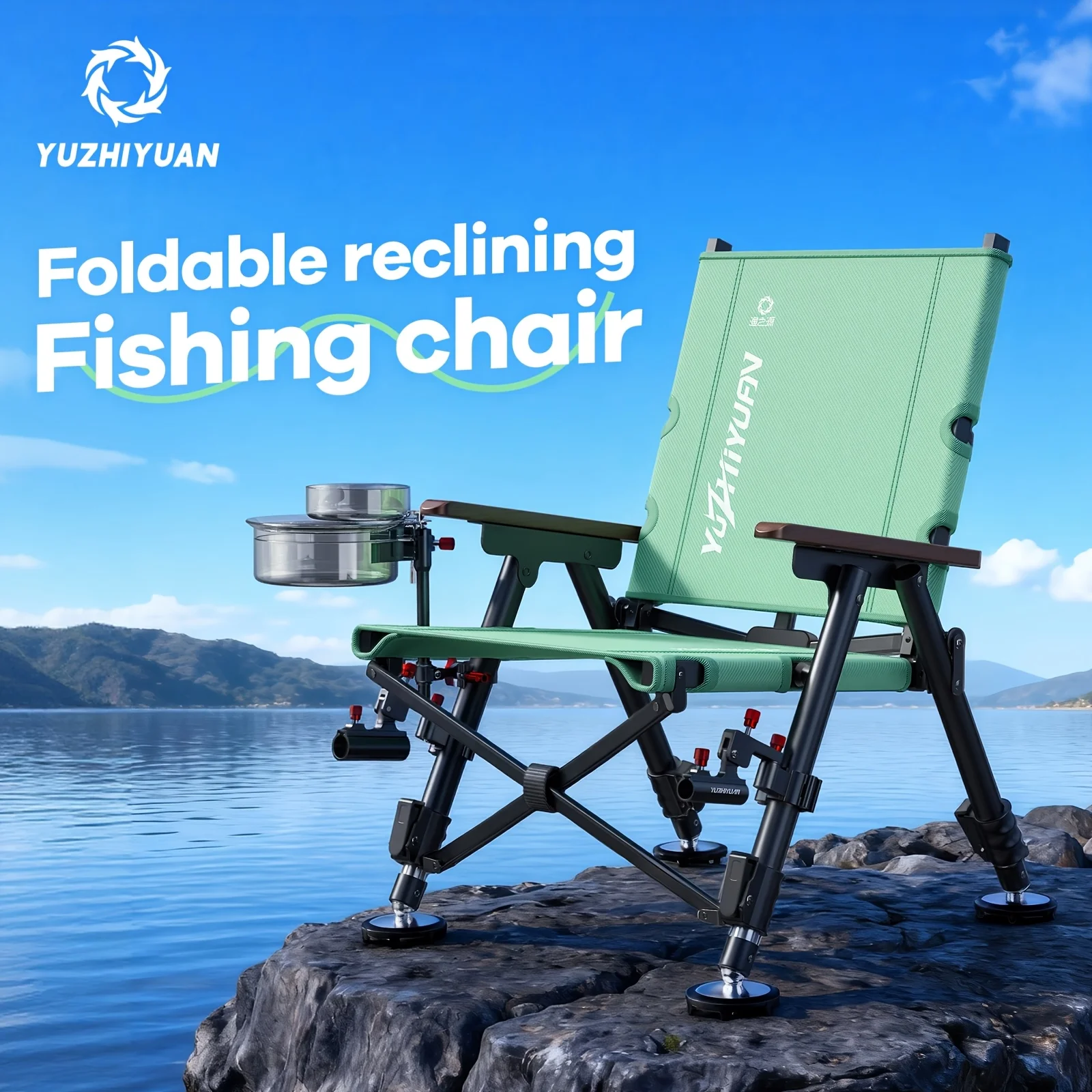 Foldable Outdoor Fishing Chair, Adjustable Legs & Backrest, Breathable Mesh Oxford Fabric, Multi-Terrain for Camping Picnic