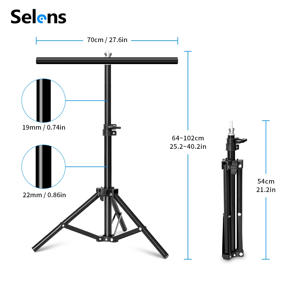 Selens التصوير الفوتوغرافي على شكل حرف T إطار خلفية معدني نظام دعم قوس الخلفية مع مقاطع لشاشة الاستوديو الخضراء