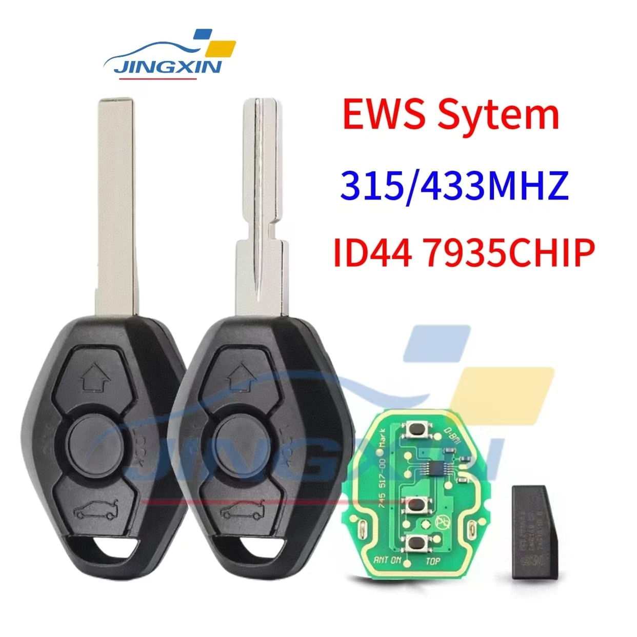 

JING XIN Car Remote Key For BMW EWS System 1 3 5 7 Series 315/433 Mhz ID44 PCF7935 Chip FCC:LX8FZV Auto Smart Remote Control Key