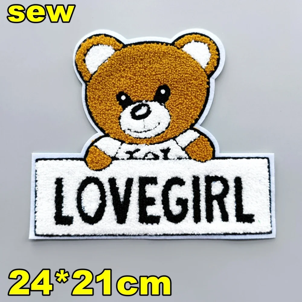 Embroidery Chenille Patch,Bear Animal Cartoon Number Badges,Bears Appliques Girls Skateboard Patches for Clothing WF235311