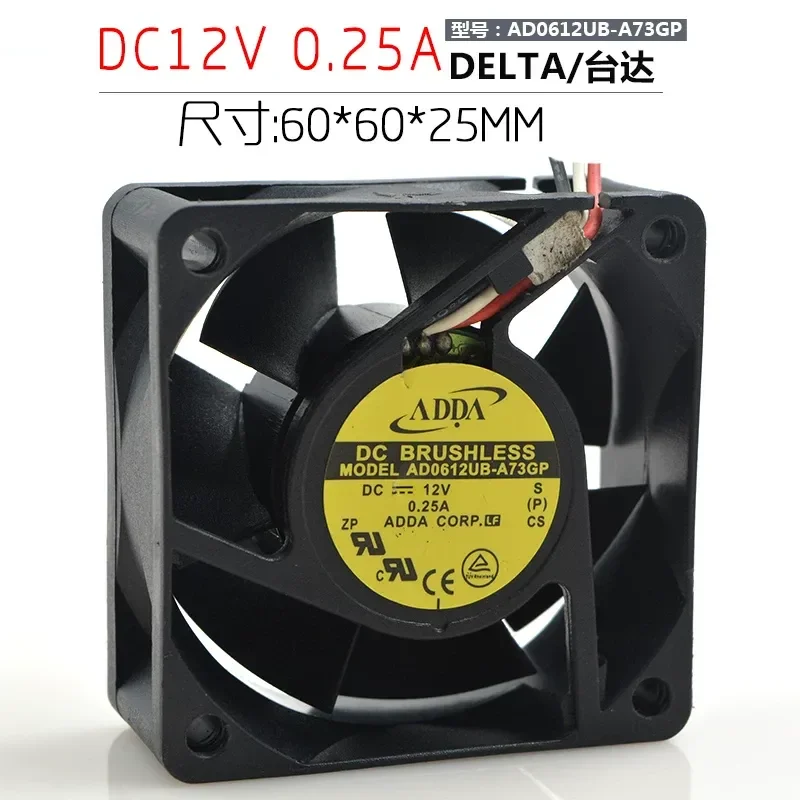 for ADDA AD0612UB-A73GP 6025 12V 0.25A 6CM/cm 3-Wire Silent Cooling Fan