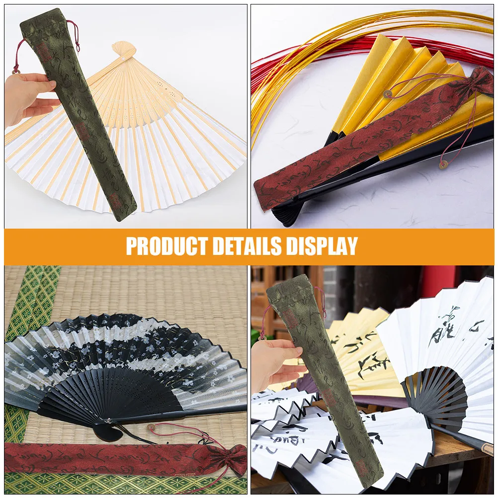 4Pcs Folding Hand Fan Cover Slim Portable Drawstring Fan Carrying Bag for Chinese Vintage Fans Party Wedding Spring Festival Use