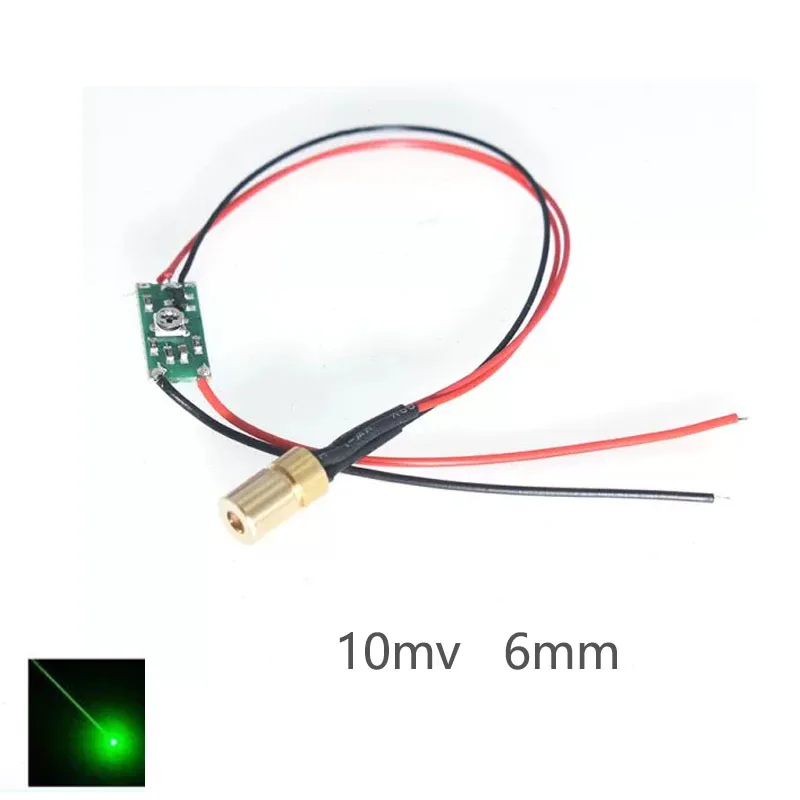 أنبوب على شكل رأس ليزر، حجم ليزر، نقطة ليزر، وحدة الضوء الأخضر، صغير mm6، 10 مستقيم، شعاع من الدرجة الصناعية، فئة mW #1