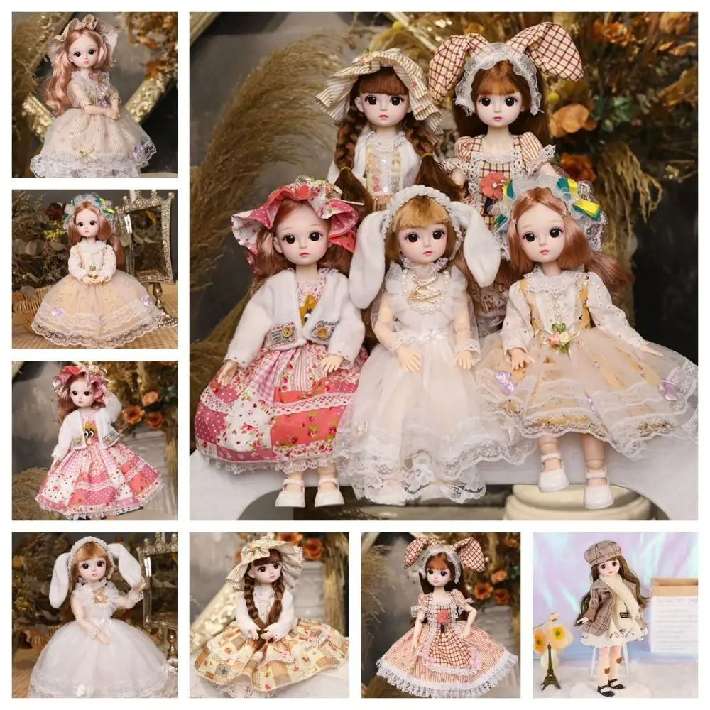 Fairy Plastic 30CM Movable Joint Doll Safety Baby Doll Girl Dress Up Toys With Music 3D Makeup Doll Children