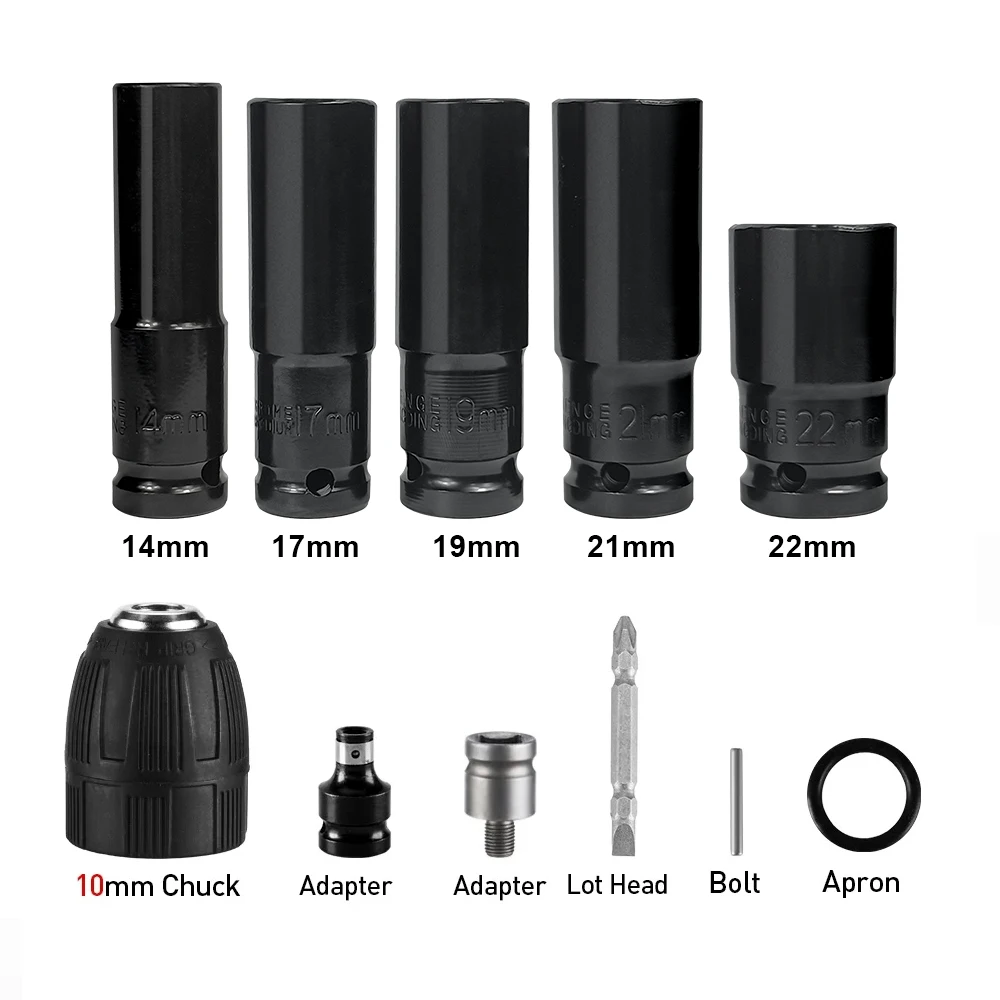 Kamolee 1/2 Inch Impact Wrench Socket Set Hexagonal Square Impact Of Sockets 14/17/19/21/22MM For Electric PAS/Handsteak Key