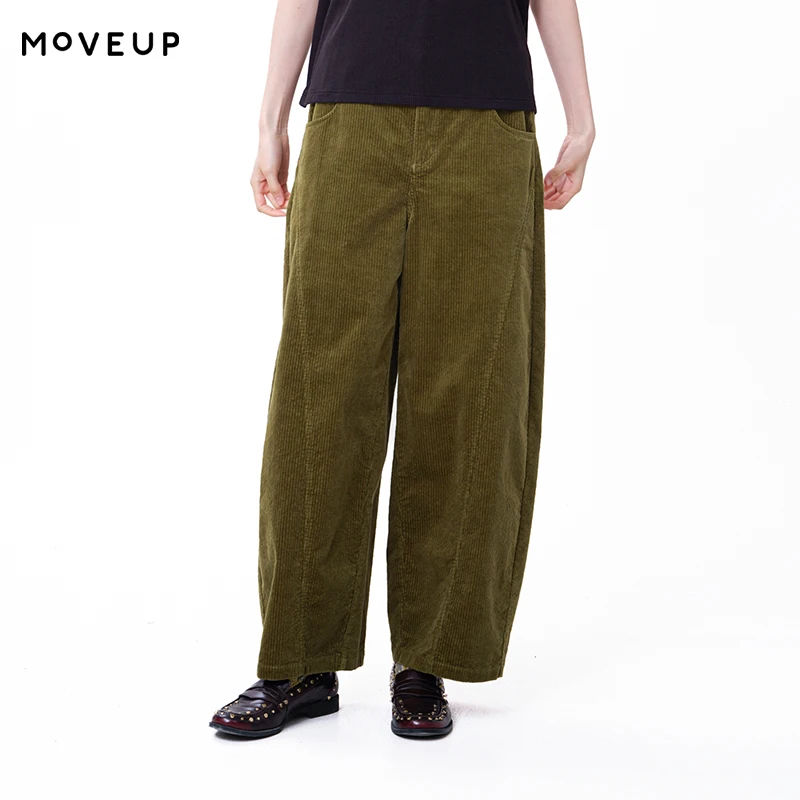 MOVEUP Women's Pants 2026 Winter New Corduroy Straight Leg Pants FUN Series Elastic Back Waist Daily Commuter Trousers 3ELD20115