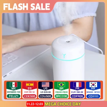 1 pcs 390 נייד לחות אוויר אדים ארומתרפיה humidificador לרכב ביתי עם מרסס מנורת לילה צבע