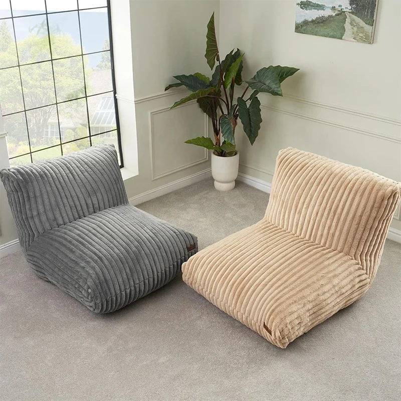 #Modern Luxury Striped Corduroy Bean Bag Chair with High Back Support and High Density Foam Gaming Working Living Room Furniture