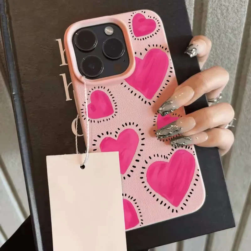 

Чехол Cute Love Heart для Samsung S25 S24 Ultra S23 A17 A07 A06 A16 A26 A36 A56 A55 A35 A54 A34 A15 Litchi Leather Soft Cover