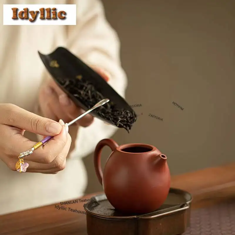 Home Alloy Long Tea Scoop Boutique Tea Presentation Vessel Chahe Shovel Household Awakening Tea Ladle Drinkware Equipment Craft