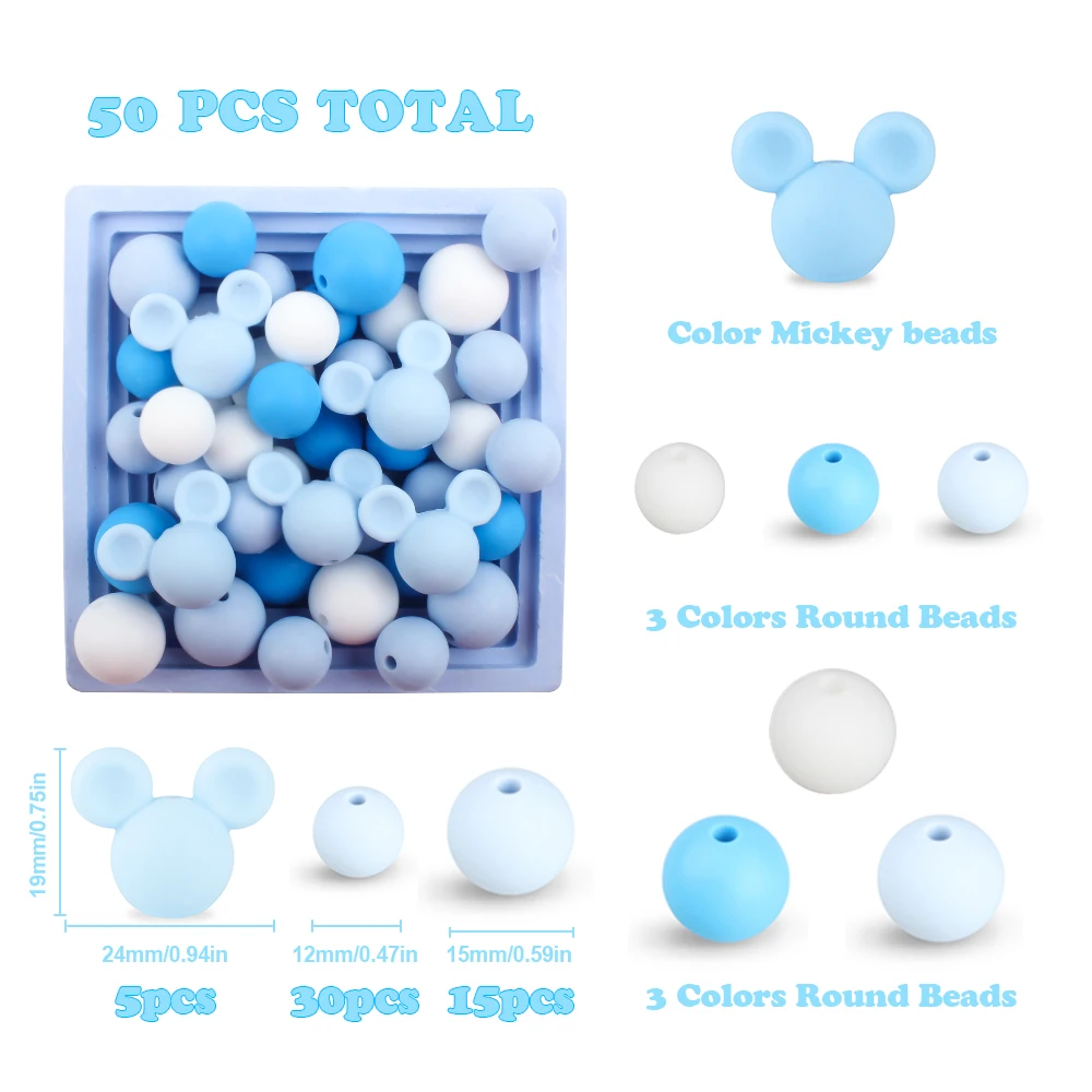 10Pcs Focal Silicone Beads Cartoon Mouse For Jewelry Making Keychain Necklace Make Bracelets Lovely KeyChain DIY Accessories