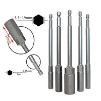 1X 150mm Long 5.5mm-19mm Hexagon Nut Driver Drill Bit Adapter Socket Wrench-Extension Sleeve Nozzles Adapter For Screwdriver