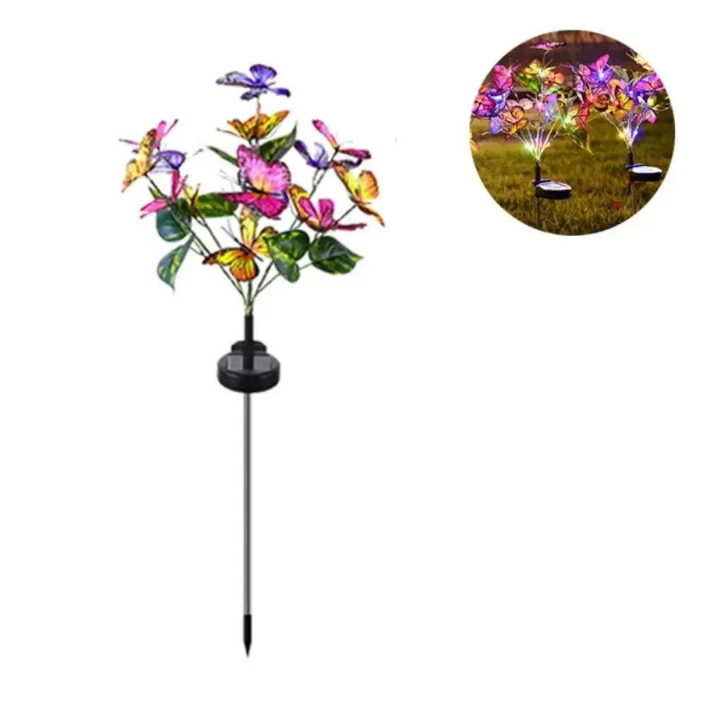Simulation Flower Solar Butterfly Lawn Light Waterproof Ground Plug Solar Garden Lights LED Glowing Landscape Lawn Lamp Pathway