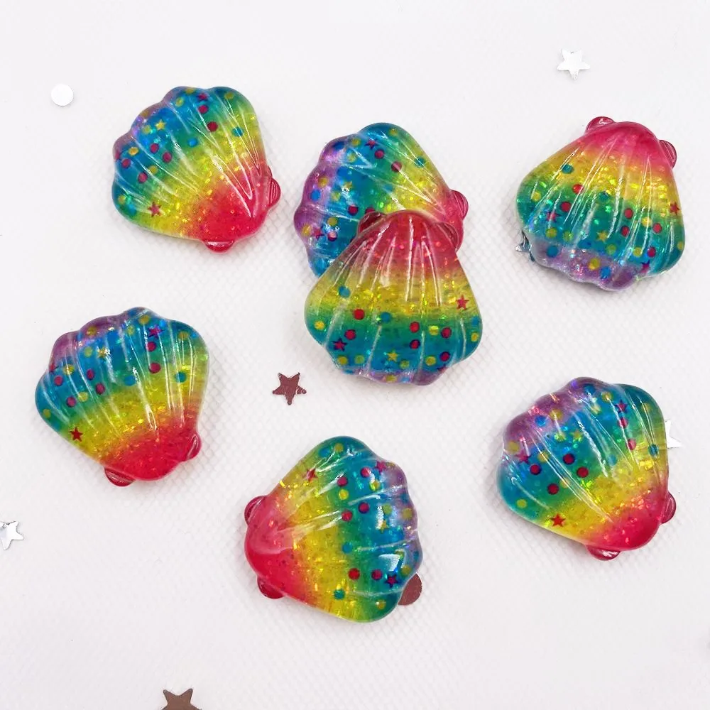 Glitter Colorful Resin Shell Starfish Fish Seahorse Squid Ocean Animal Flatback Cabochon Scrapbook DIY Accessory Decor Figurine