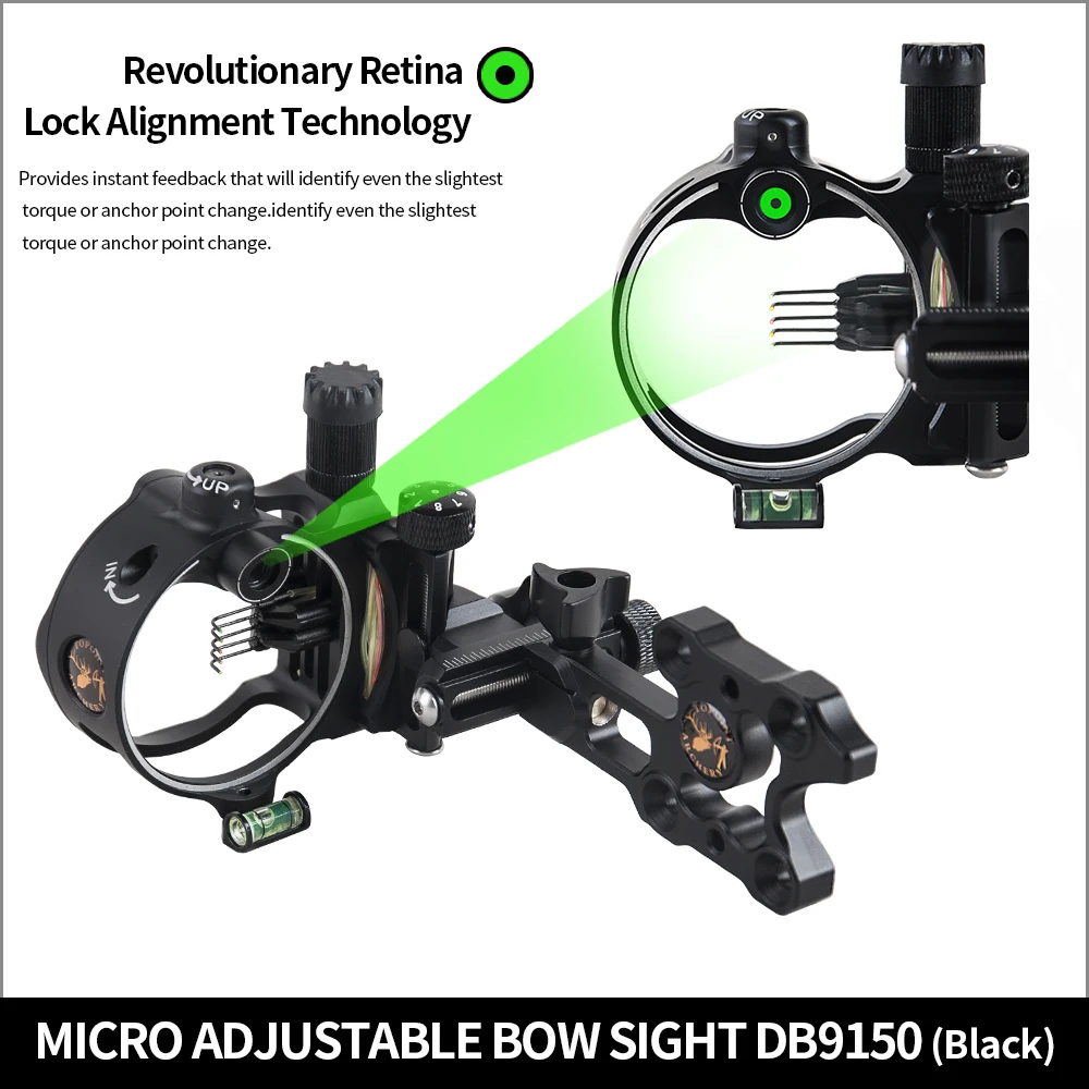 Topoint Archery Bow Sight DB9150 for Hunting Sights Bubble Level With 2nd Axis Adjustment for a More Accurate Shot