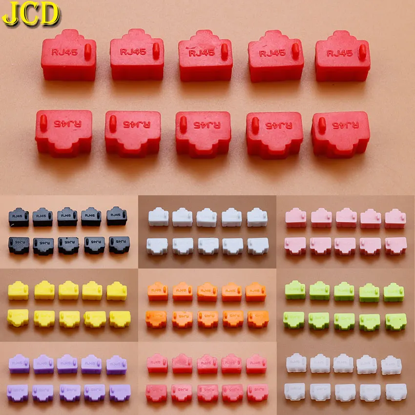 JCD 10 sztuk Port koncentratora Ethernet RJ45 osłona przeciwkurzowa nakładka ochronna wtyczka RJ45 żeńskie złącze typu jack silikonowa wtyczka przeciwpyłowa
