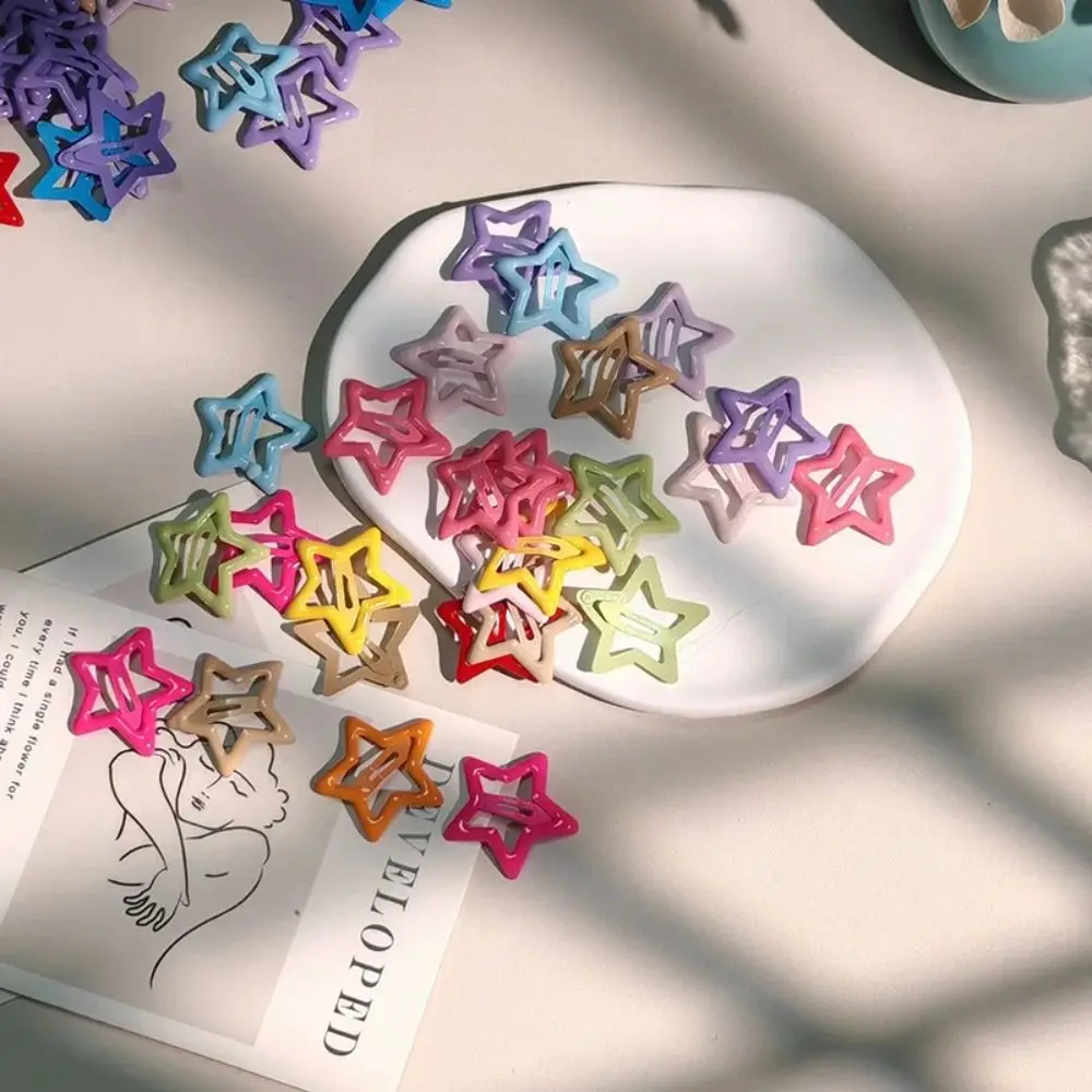 

20PCS Colorful Y2K Star BB Hair Clips Dopamine Headdress Pentagram Hairpin Headwear Metal Snap Clip Kids Hair Accessories