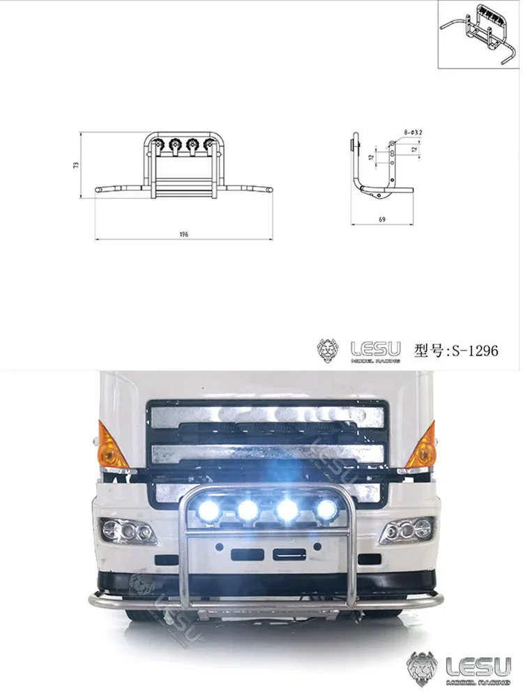 LESU RC Truck 700 Serie Metallteile Upgrade-Dekoration für Tamiya für 1/14 RC Truck Hino 700 Automodelle 1/14 RC Zubehör Spielzeug – Detail 8