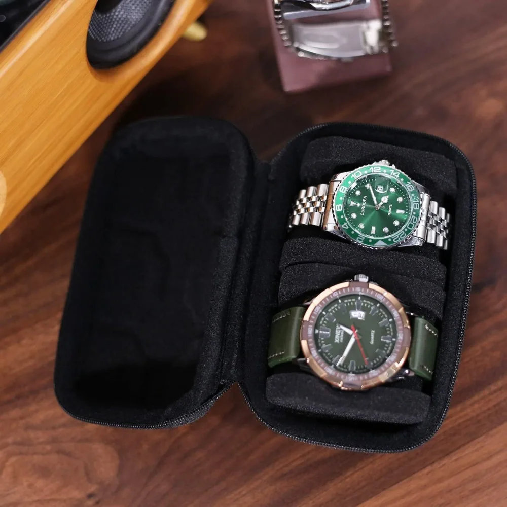 Portable Single Watch Travel Case for Men and Women, Storage Box Organizer for Wristwatches and Smart Watches, 2 Slot view 4