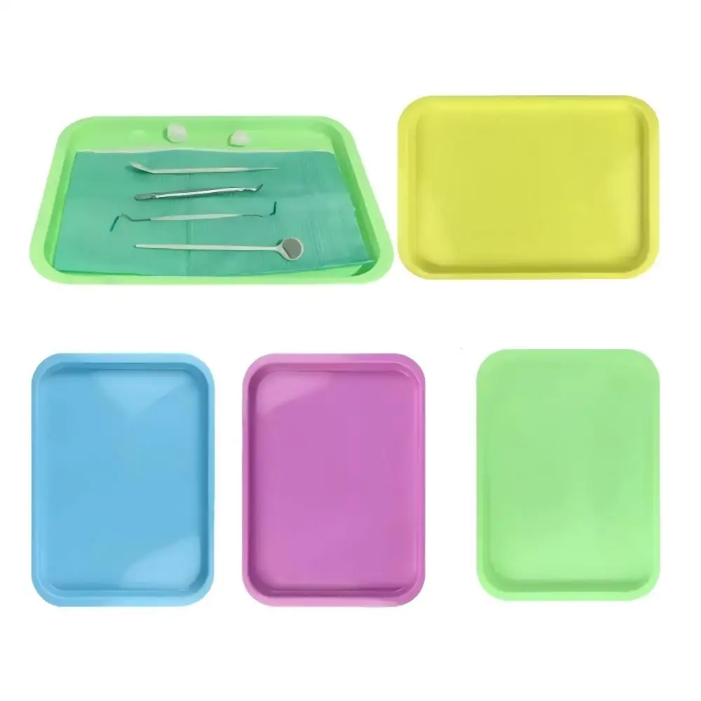 

Colorful Dental Instrument Flat Tray Plastic Dentistry Surgical Tools Holder Autoclavable Instrument Organizer Tray