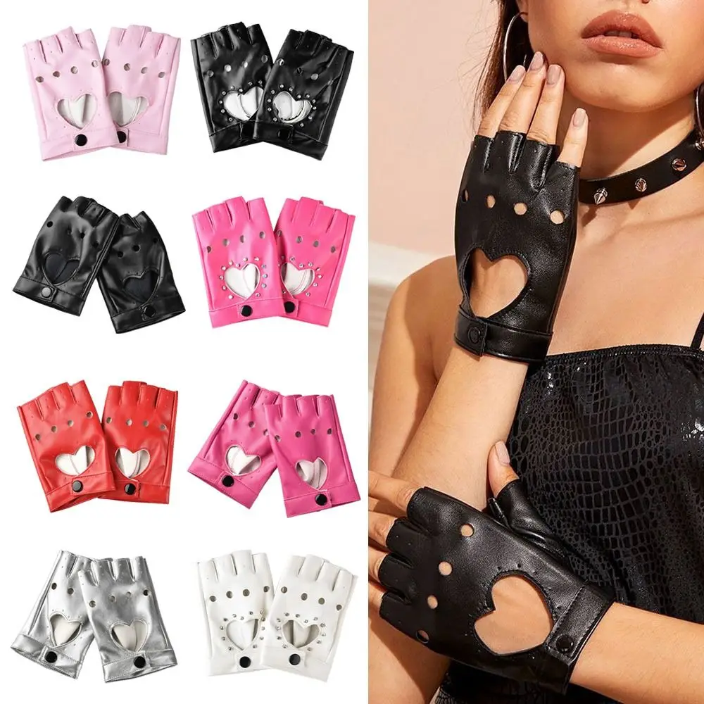 New Fashion PU Leather Fingerless Dance Glove Gothic lolita Jazz Style Driving Dress Cosplay Party Gloves
