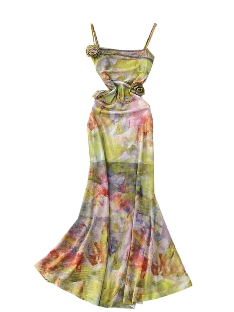 โฟมลิน่า ฝรั่งเศสเซ็กซี่ยั่วยวนคัตเอาท์ชุดสลิงผู้หญิงการถ่ายภาพการเดินทางที่สวยงามอย่างแน่นอนชุดหางปลาลายดอกไม้