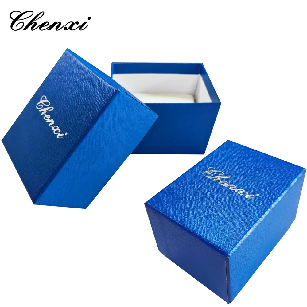 CHENXI Gift Paper Watch Box with Pillow Wristwatch Display Green Blue Case Organizer for Men Women Clamshell watch case