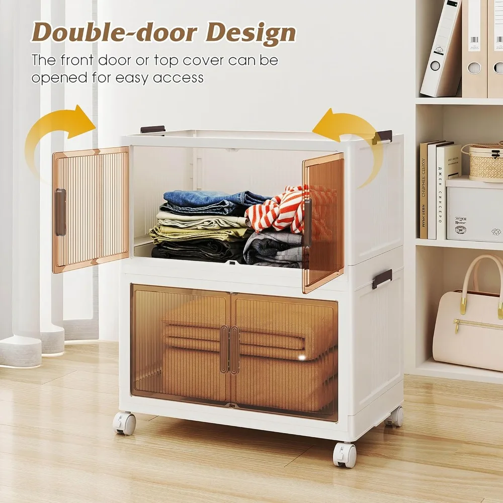 5-Tier Foldable Storage Bins with Lid, 420 Quart, 105 Gallon, 397 Liter Capacity, Ideal for Closet and Storage Solutions