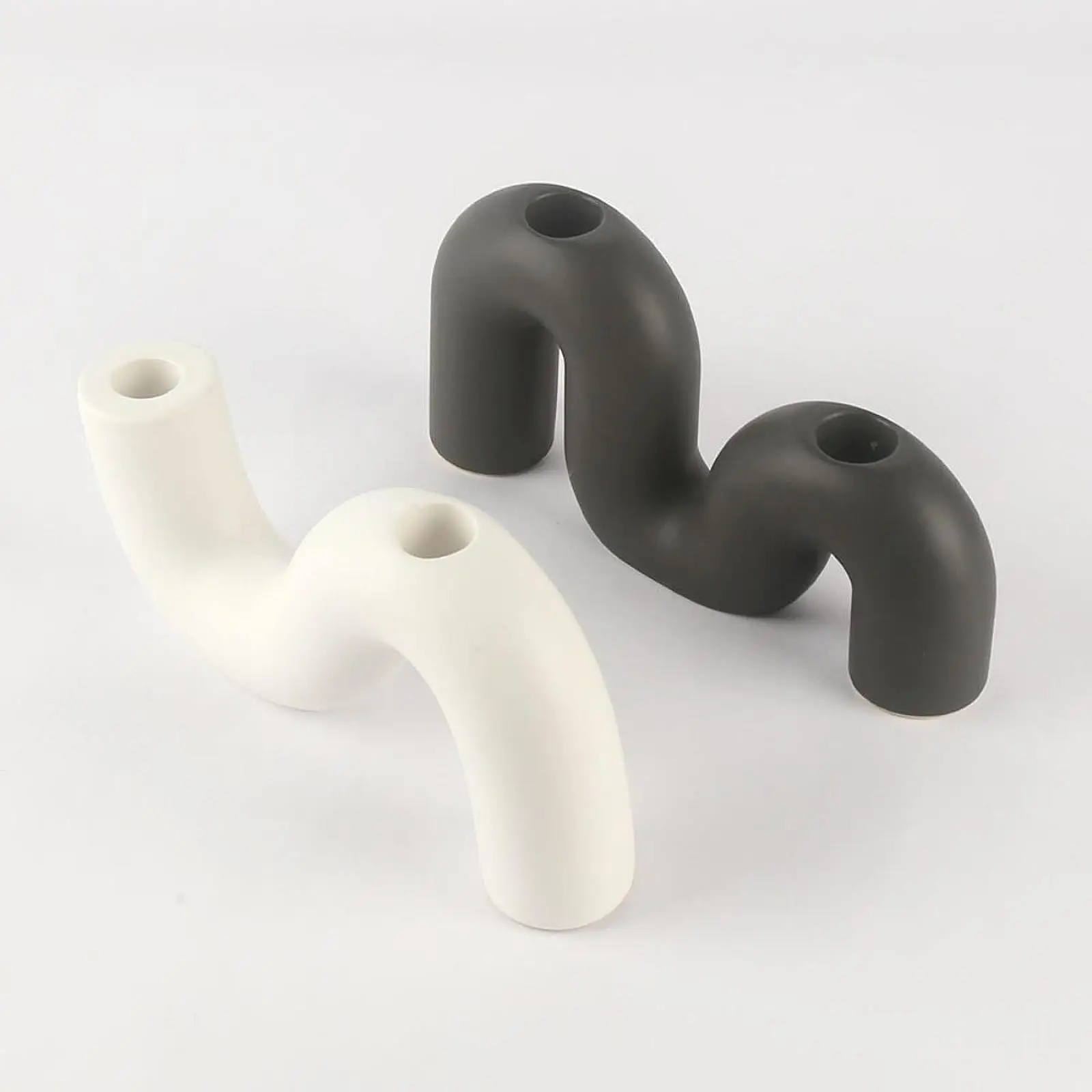 Decorative Ceramic Christmas Candle Holder Pillar Candlestick Candelabrum for Holiday Wedding Dining Table