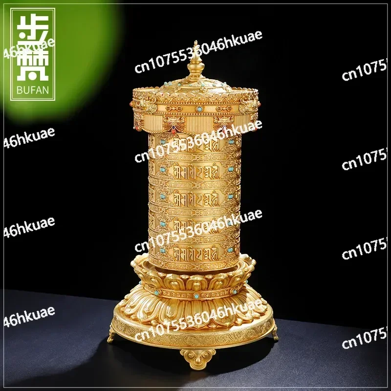 Fa Building Electric Prayer Wheel Brass Plug-in Household Tibetan Six Character Mantra Prayer Cylinder