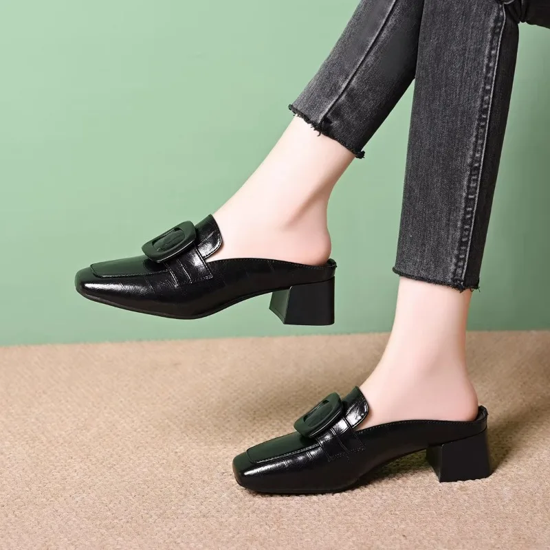 

Женские ретро-туфли с квадратным носком и пряжкой, простые туфли на плоской подошве, женская обувь из высококачественной воловьей кожи, весенне-осенние, ручной работы, винтажные, размеры в наличии