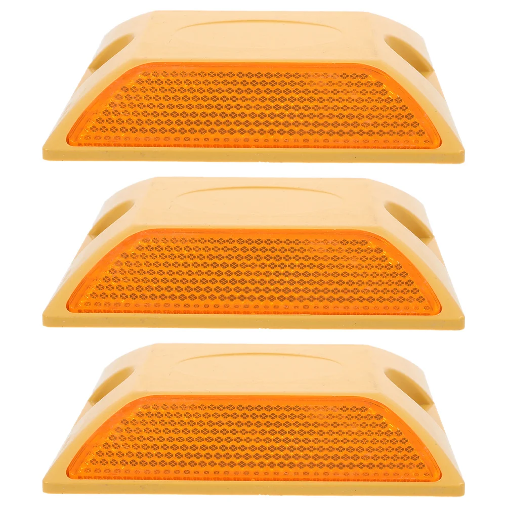 3Pcs Raised Reflective Plastic Road Studs Dual Sided Pavement Markers Highway Buffer Safety Driveway Sidewalk Highway Buffer Pad