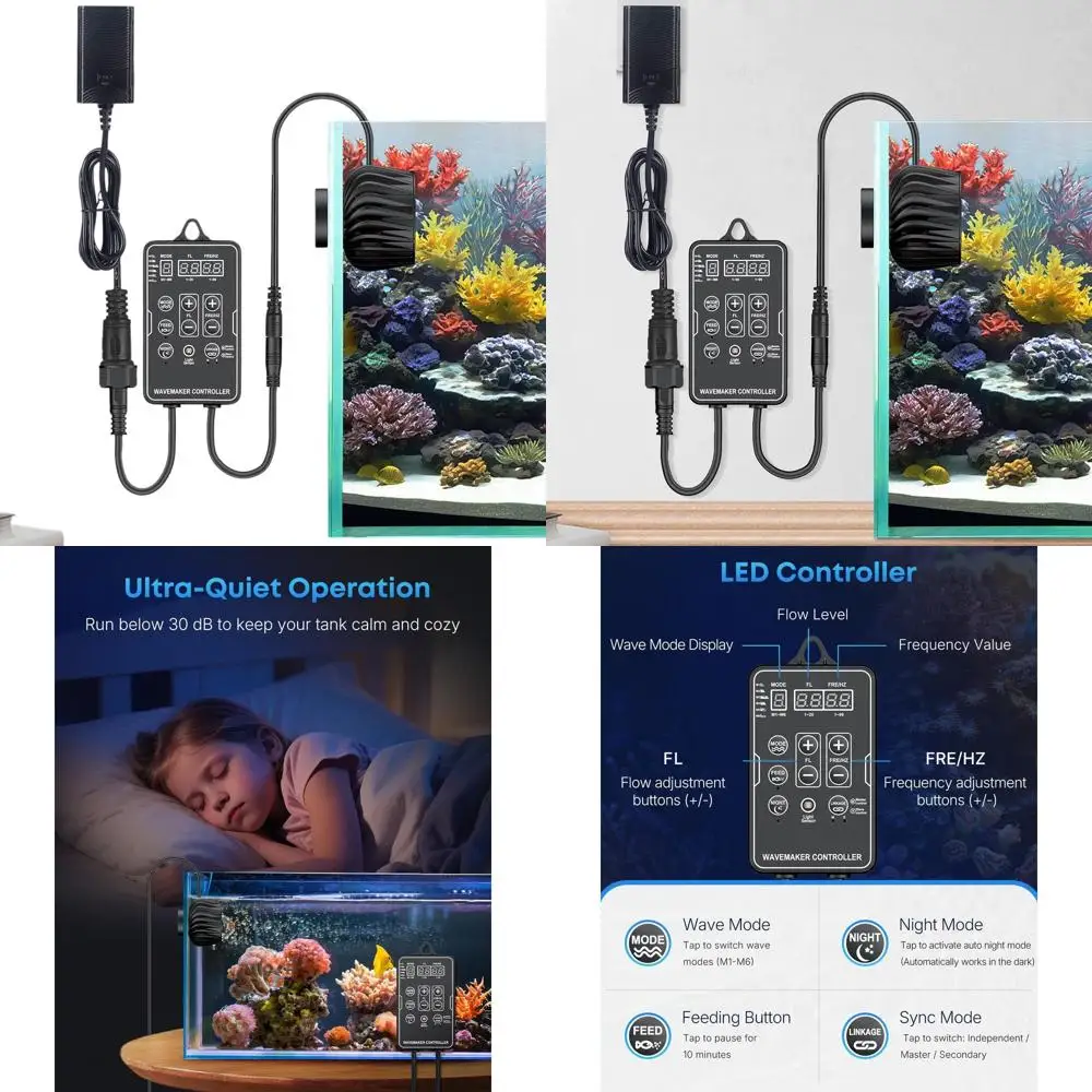 

Насос-волнообразователь 24В 10Вт с магнитным основанием для пресноводных или морских аквариумов объемом 30-80 галлонов