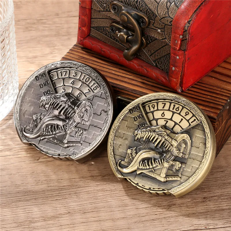 الرجعية اللسان صندوق الكنز نمط المعادن النرد سبينر 7 في 1 النرد Turnable الدورية الأسطوانة RPG الألعاب ملحق الزفاف مجموعة حقيبة