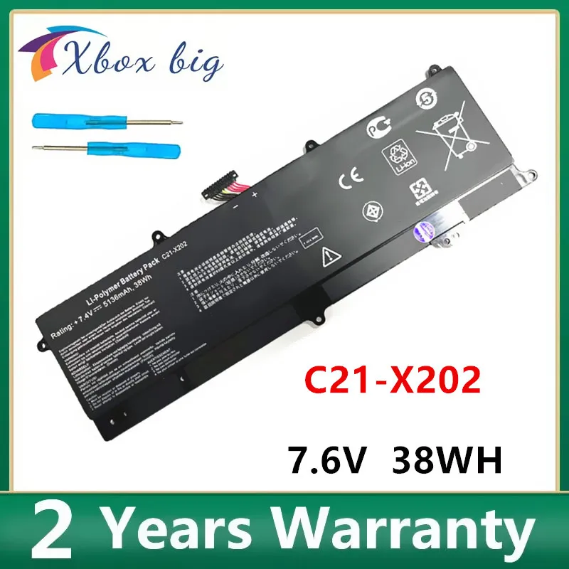 Nueva batería de ordenador portátil C21-X202 para ASUS VivoBook X201 X201E X202 S200 S200E X202E S200E-CT209H S200E-CT182H S200E-CT1 5136mAh