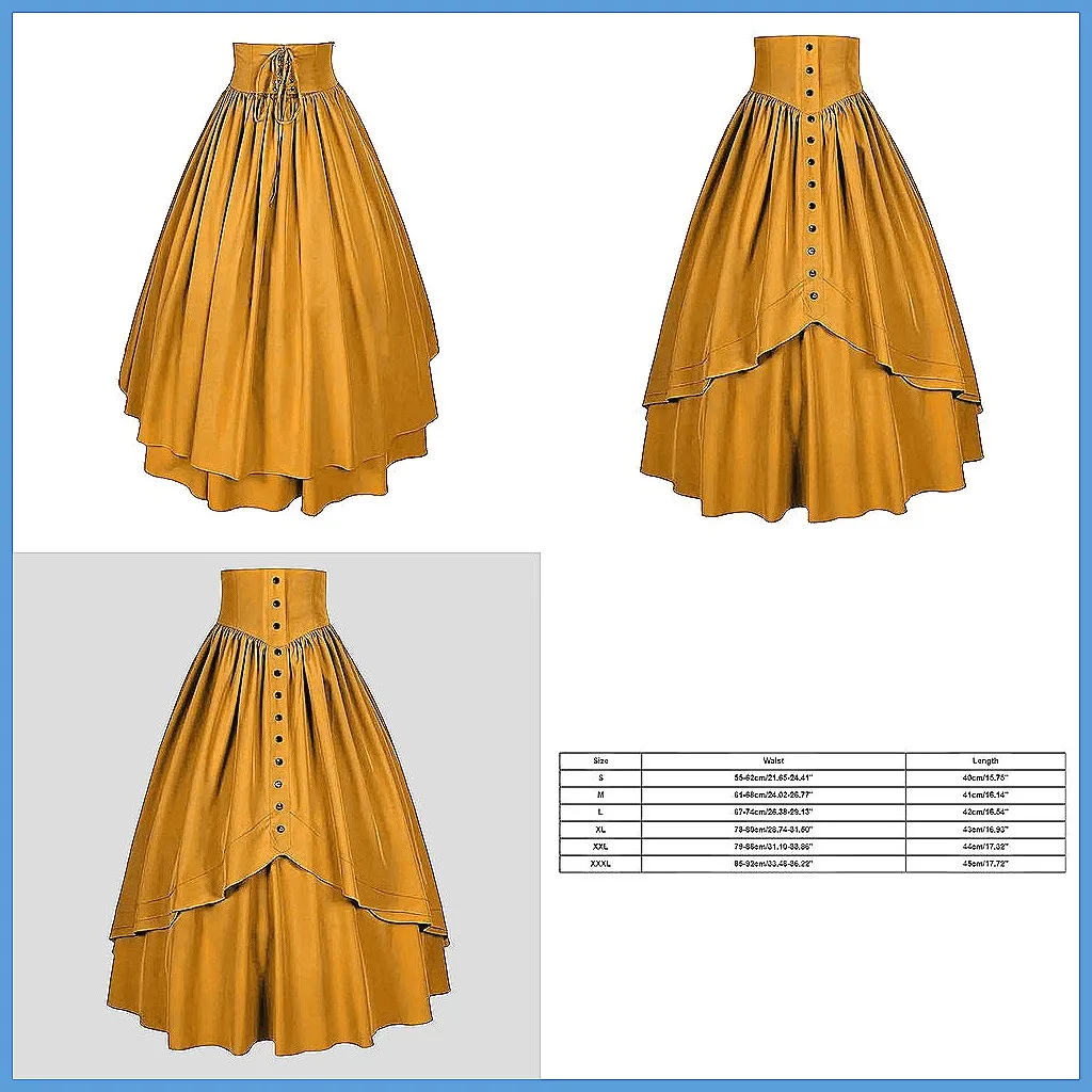Women's Vintage High Waist Pleated Skirt with Pockets, Casual A-Line Puff Skirt