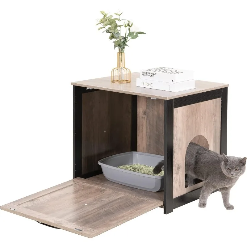 Cat Litter Box Furniture Hidden, Cat Litter Box Enclosure, Reversible Entrance Can Be on Left or Right Side, Indoor Cat Box