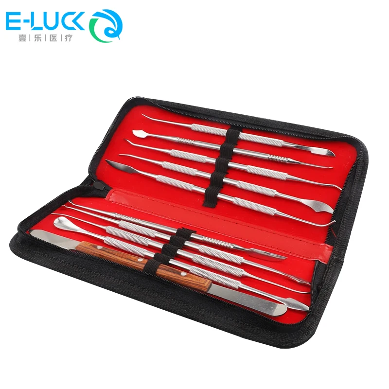 Kit de cuchillos de cera Dental, espátula, cuchillo de yeso, práctico juego de herramientas de instrumento de tallado de cera de dientes versátil de acero inoxidable