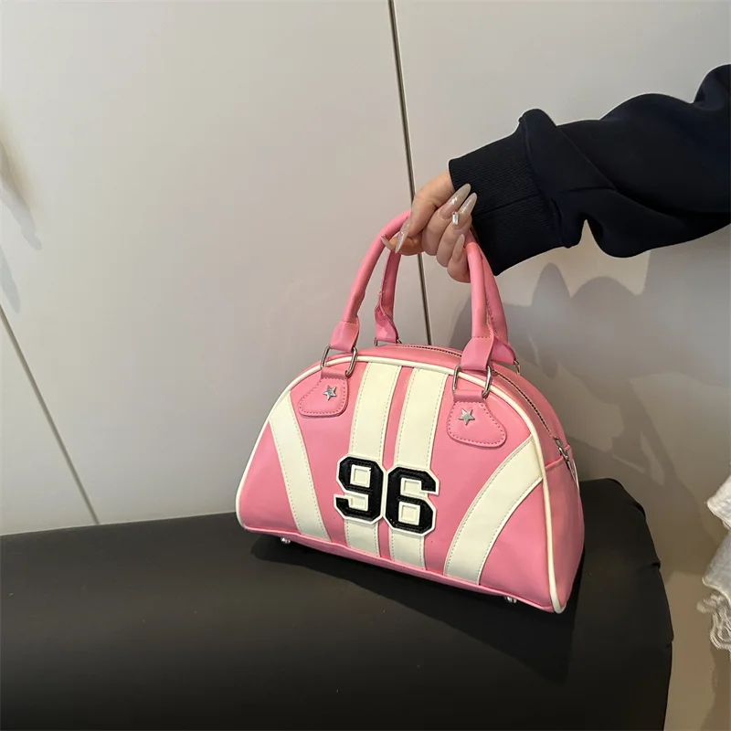 Bolsa listrada feminina bolsa de ombro, bolsa de axila chique meia lua, bolsa crossbody elegante para viagens de festa de trabalho diário feminino