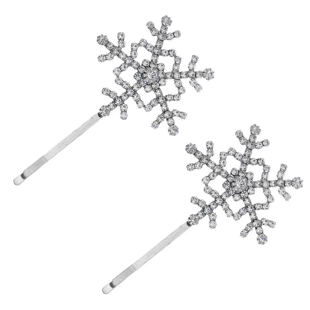 

Snowflake Hairpin Clips Glitter Bobby Decorative Glittery Barrettes Rhinestones